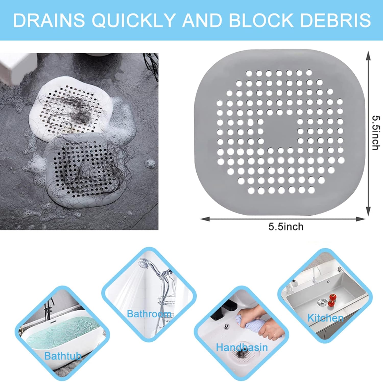4 Pack Drain Hair Catcher Durable - Image 6